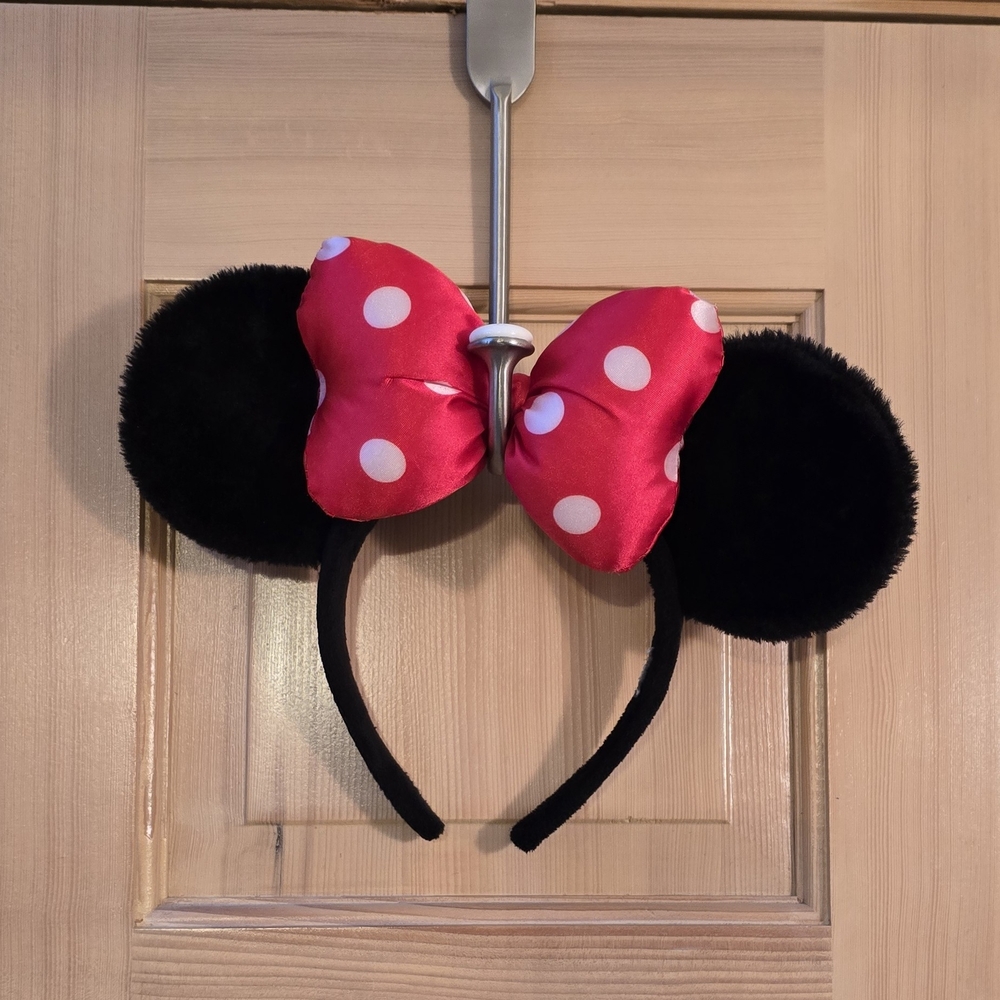 DISNEY Headband Black Minnie Mouse Ears Red/White Polka-dot Bow Bought At Dis…